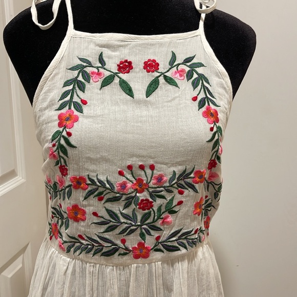 ASOS Dresses & Skirts - ASOS White Floral Embroidered Midi Tiered Boho Bohemian Dress